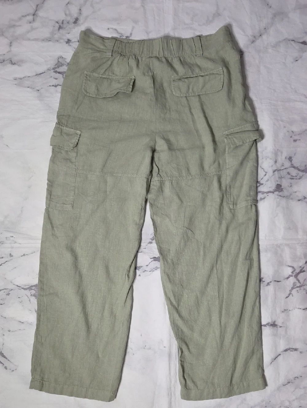 Zara Sage Green Linen Blend Cargo Pants